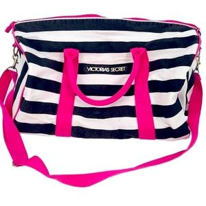 Victoria's Secret Signature Striped
Duffle Weekender Tote Bag 15.75"x13.75"x7.5"